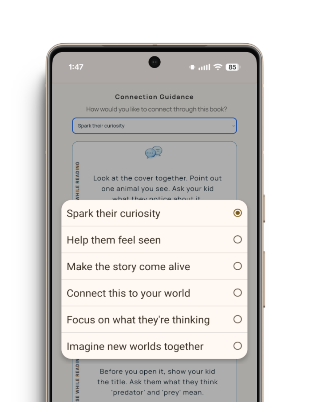 ENGAGE app — Plan screen