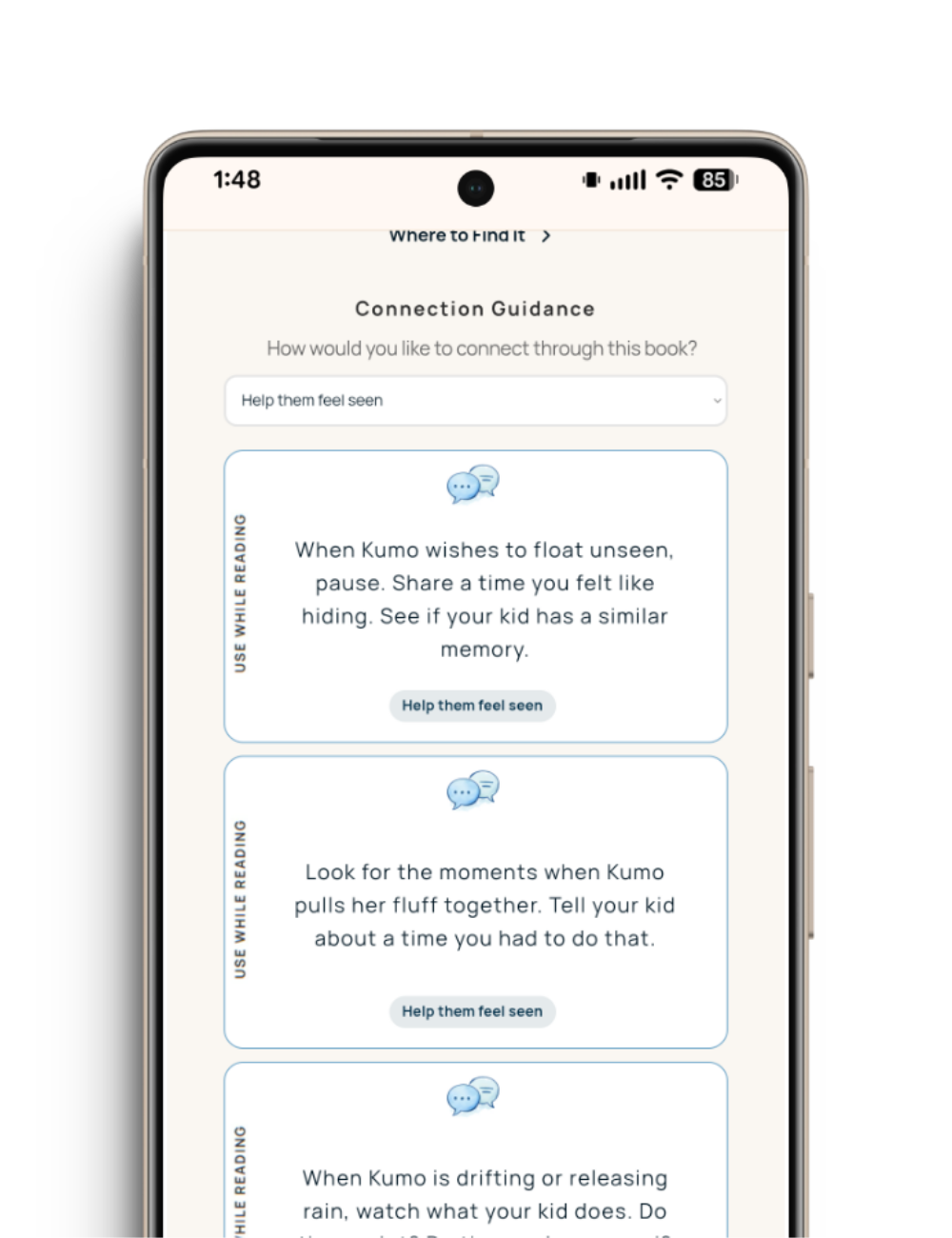 ENGAGE app — Read screen